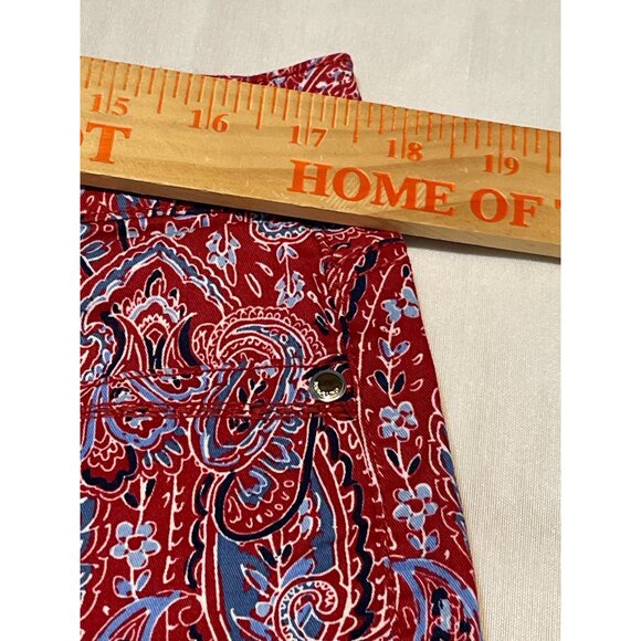 Bandolino Womens Red & Blue Paisley Print Shorts Size 12 Cotton Blend Mid-Rise - Picture 2 of 14